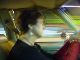 “My Wife Driving our automobile, subject and camera movement combined, photograph by Rick Doble