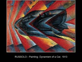 Painting: Dynamism of a Car, by Russolo, Futurist Painter