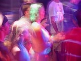 dancers at a rave concert, space-time experimental digital photography