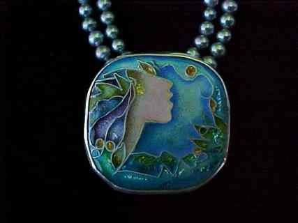 Cloisonne enamel on fine silver with freshwater pearls -  $900