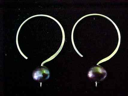 Colored freshwater pearl earrings on sterling wire -  $33