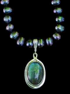 Colored freshwater pearls with removable labradorite pendant set in sterling - $325