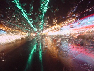 Pattern Created By Photographing Street Lights Through A Windshield With Rain