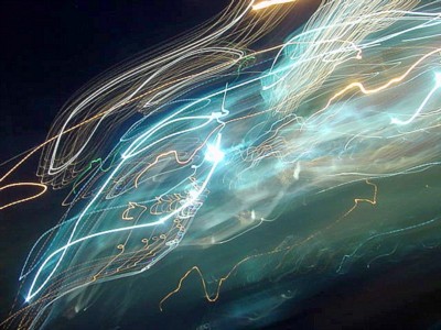 example of increased exposure in overlapping areas in light painting photograph
