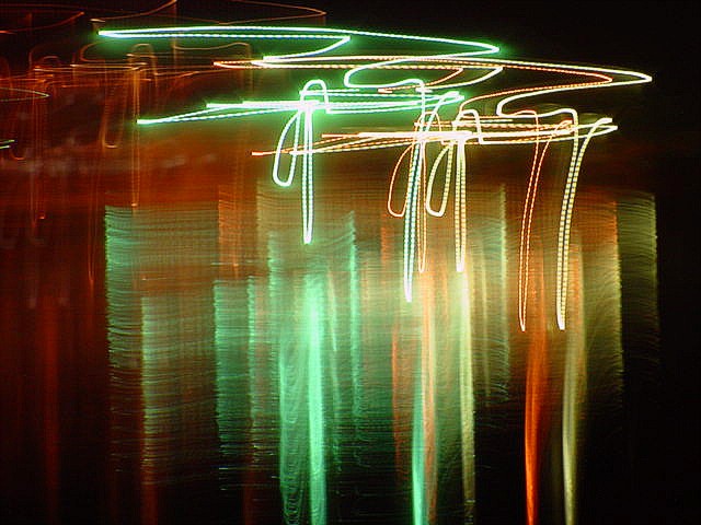 light painting, digital photography, lights in water with camera movement