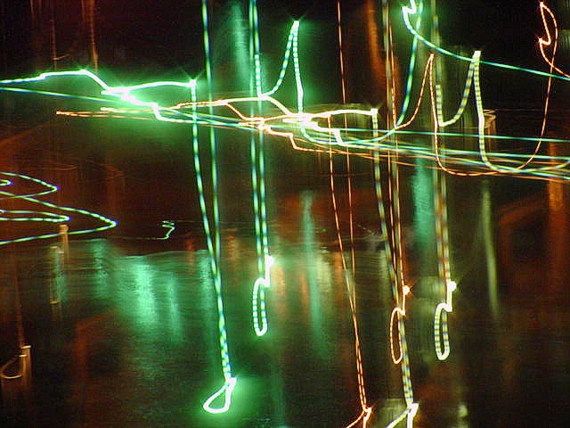 light painting, digital photography, lights in water with camera movement