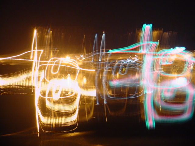 light painting, digital photography, lights in water with camera movement