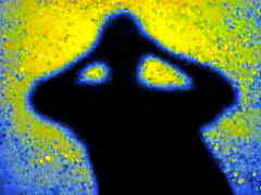 My shadow under a street lamp.