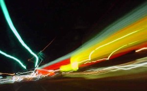 light painting, digital photography, lights smeared by car movement